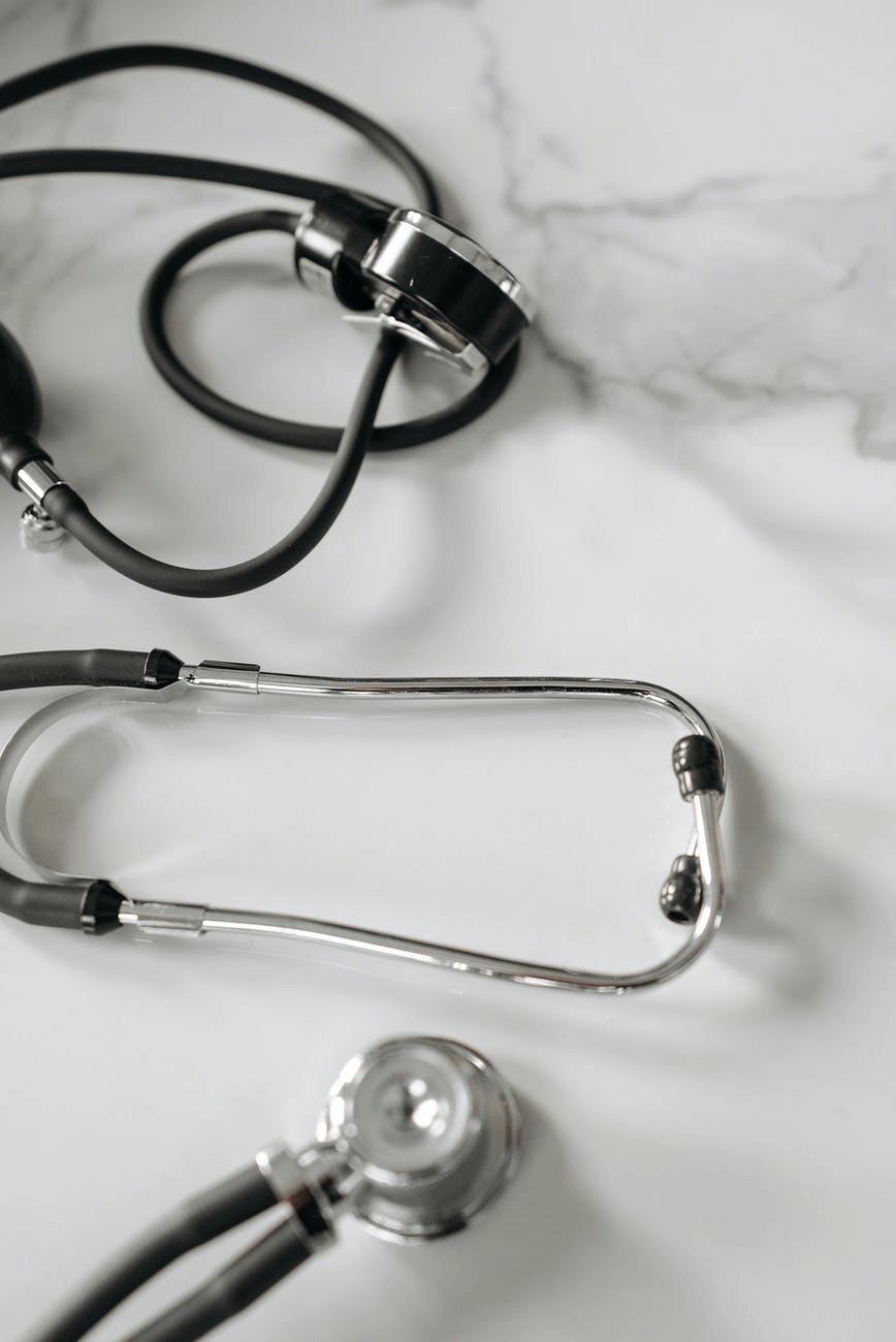 A black and silver stethoscope