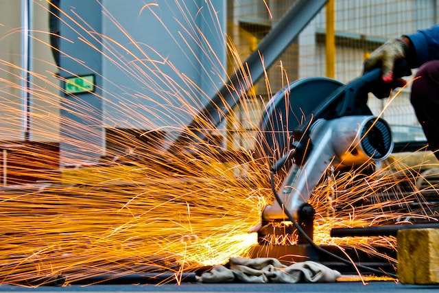 Sparks flying from a machine.