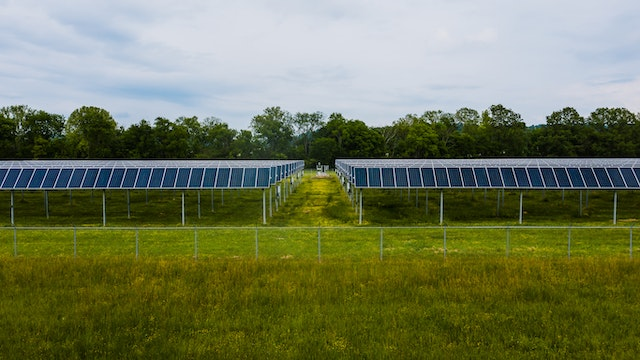 Solar energy production in the countryside.